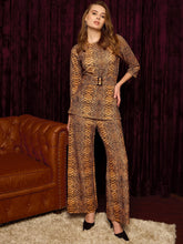 Boat Neck Coord Set In Snake Print